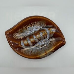 MCM Brown And Blue Drip Glaze Vintage Ashtray USA